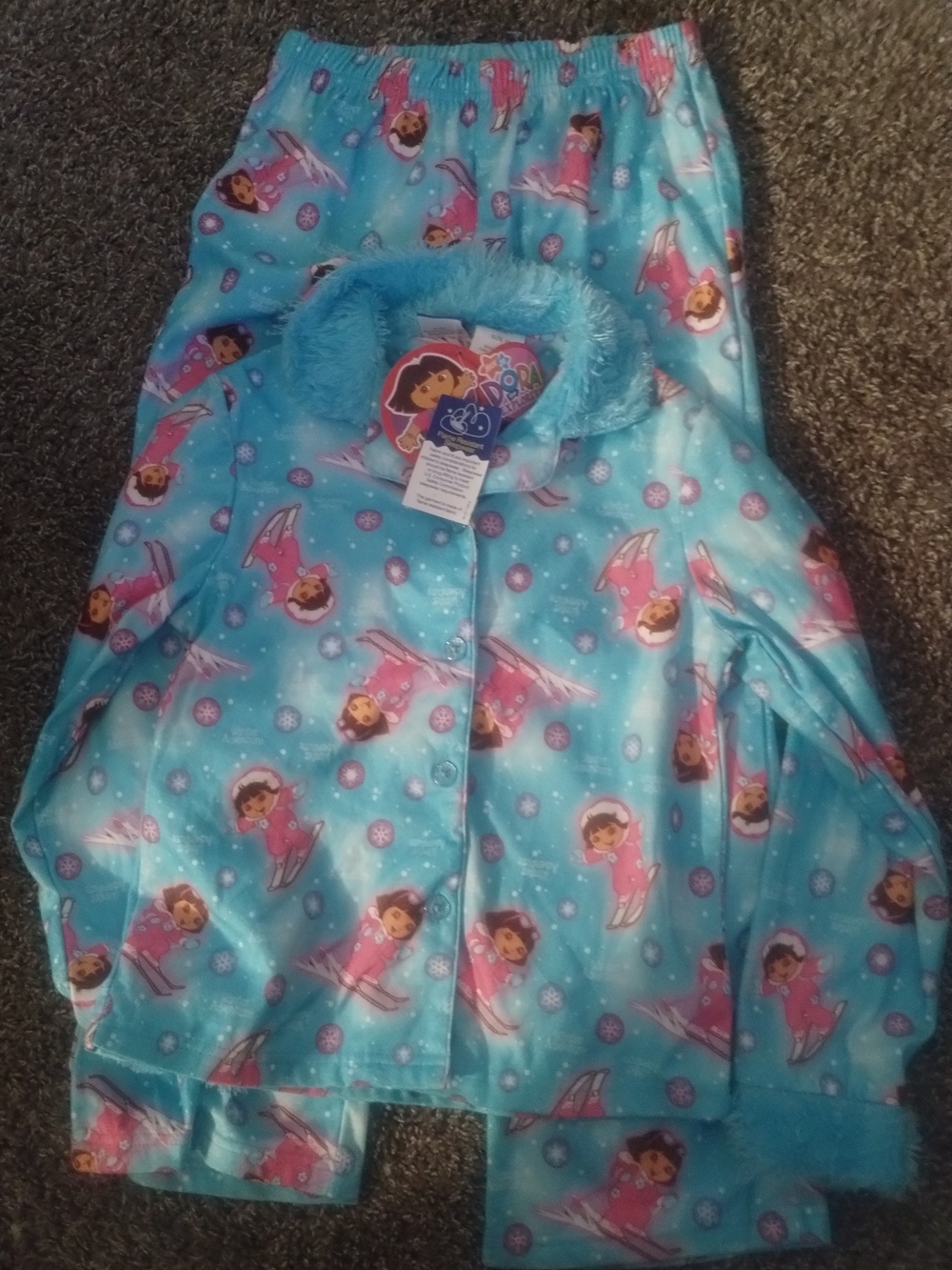 Nick Jr Dora Light Blue and Pink Girls Pajama Set